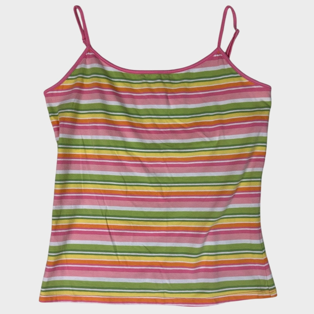 Field Gear Womens Large Striped Top Cami with Built in Bra